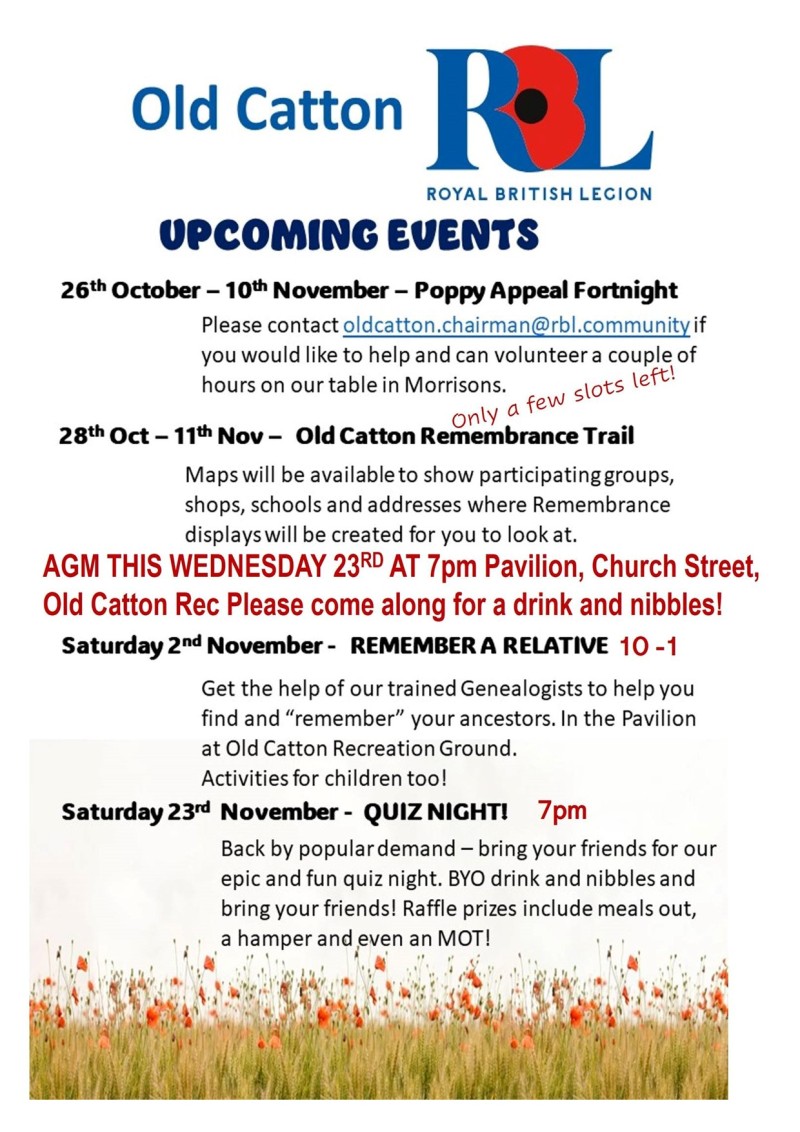 Royal British Legion - Upcoming Events