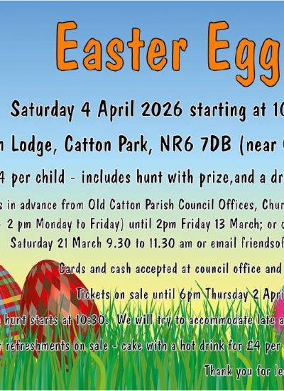 Easter Egg Hunt Saturday April 4th 2026, meeting outside Buxton Lodge at 10:30am