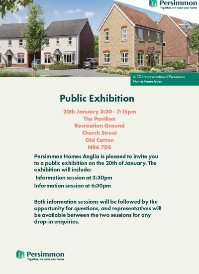 Invite from Persimmon Homes for January 20th 2026