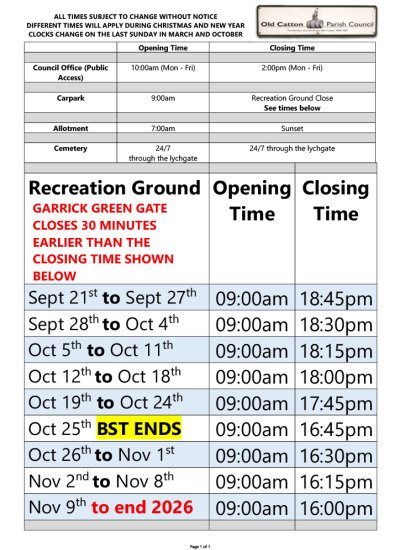 Opening Times
