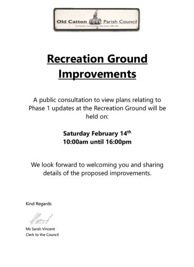 Recreation Ground Phase 1 Improvement - Public Consultation Event