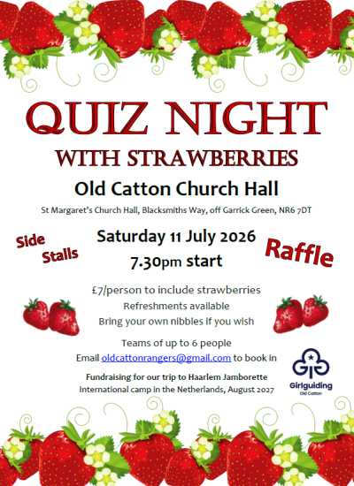 Quiz Night on Saturday 11th July 2026  7.30pm start
