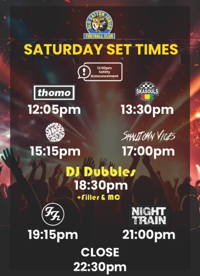 Old Catton Junior Football Club - May 23rd 2026; Sounds @ Lavare; Set Times
