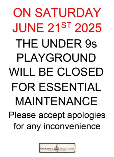 U9s Playground closed for maintenance on June 21st 2025