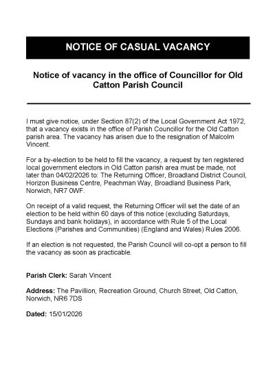 Notice of Parish Council Councillor Vacancy